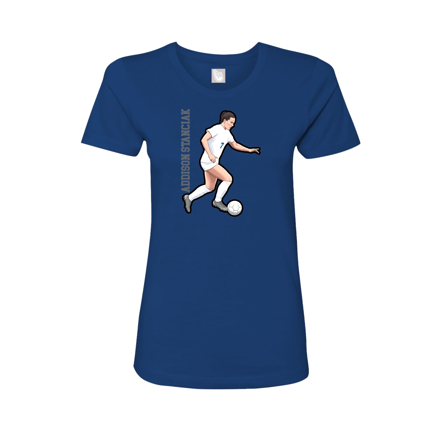 Fitted Women's Tee — Name Vertical in Royal