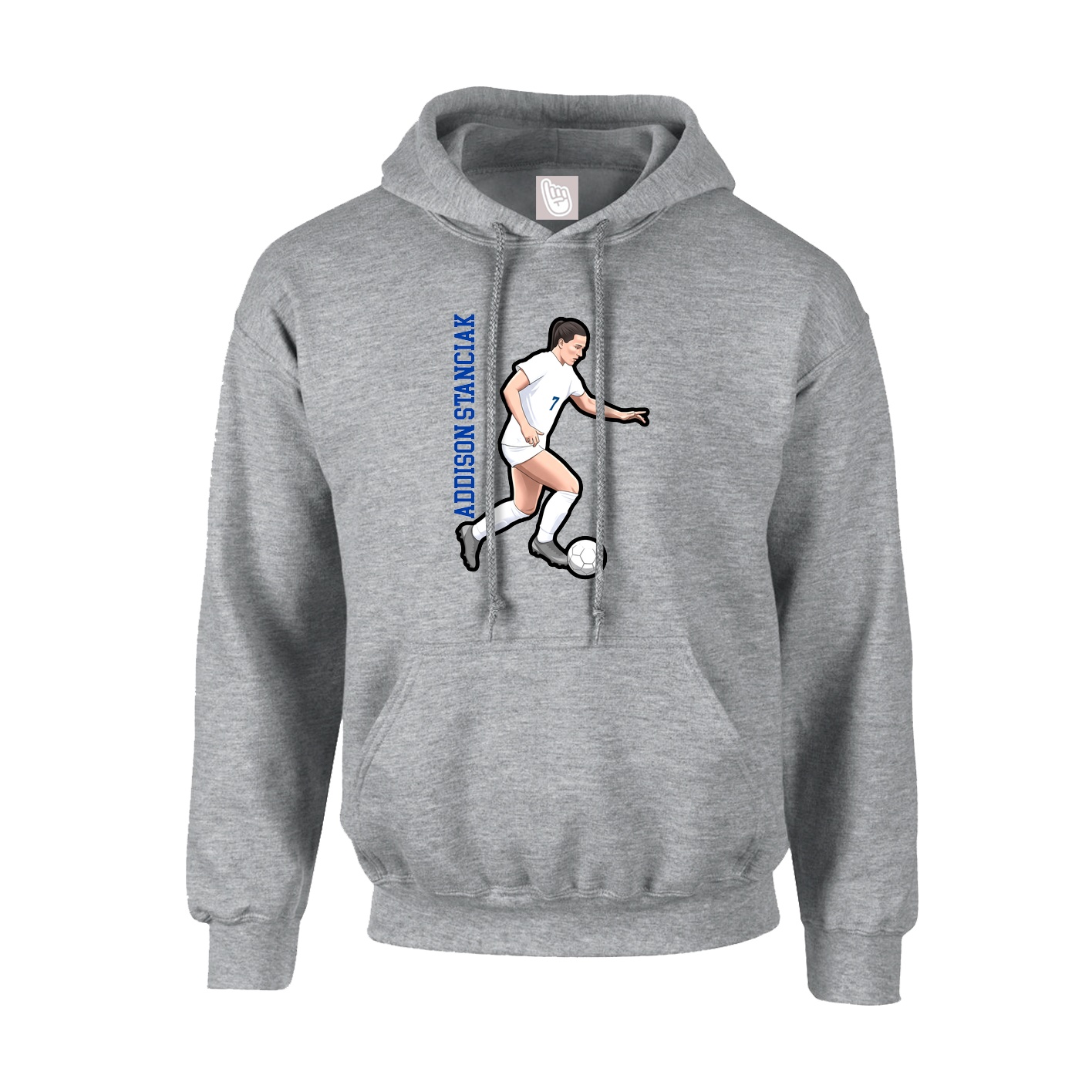 Hoodie — Name Vertical in Grey