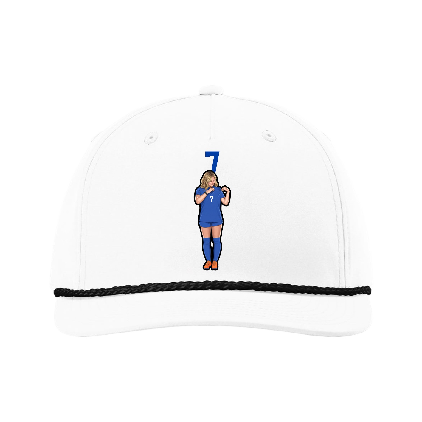Five-Panel Classic Rope Cap — Number Top in White