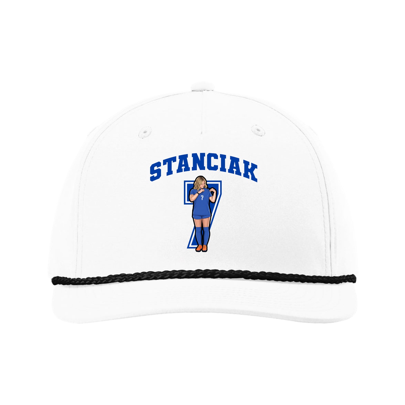Five-Panel Classic Rope Cap — Number in White
