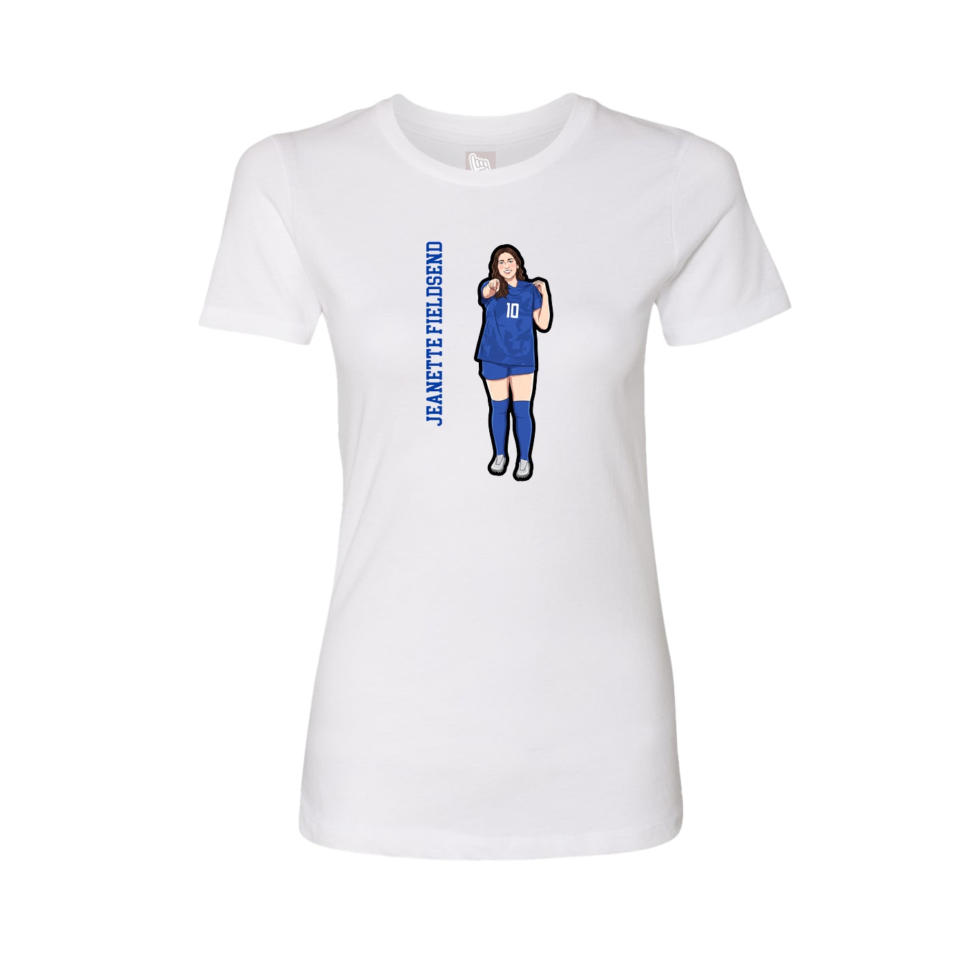 Fitted Women's Tee — Name Vertical in White