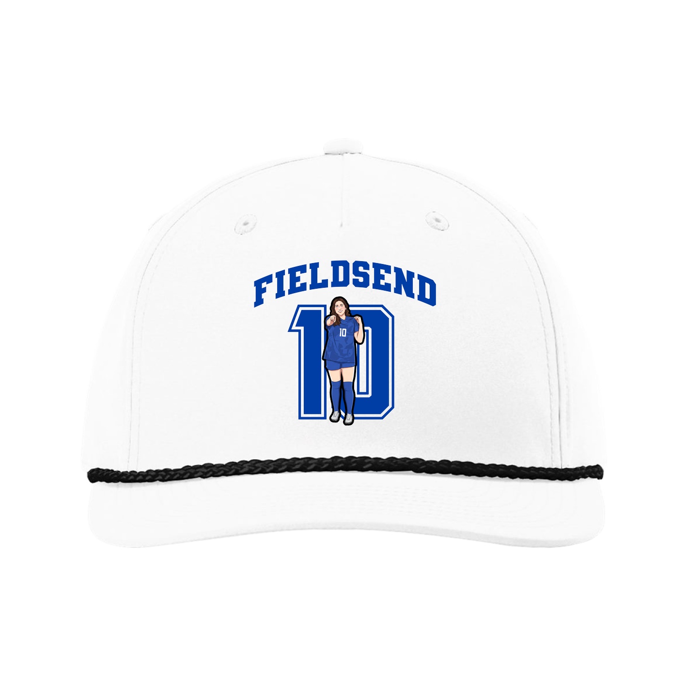 Five-Panel Classic Rope Cap — Number in White