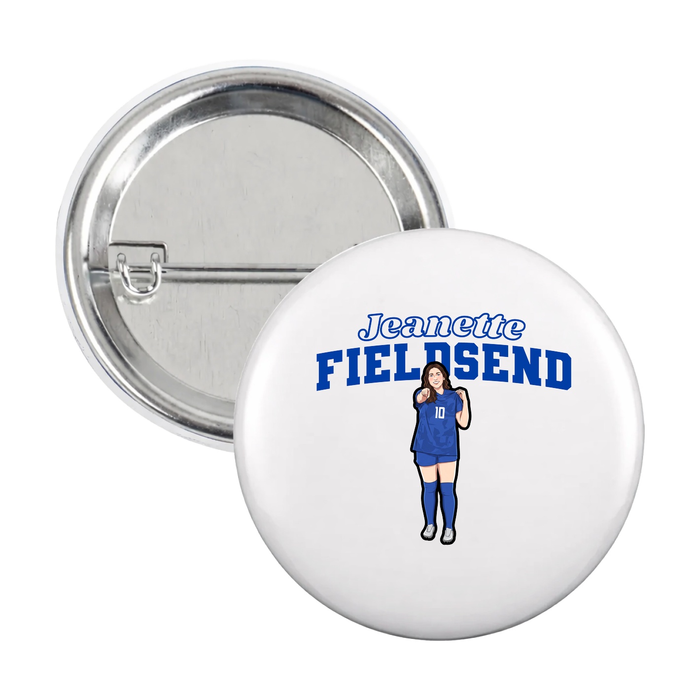 Game Day Button — Name Arch in White
