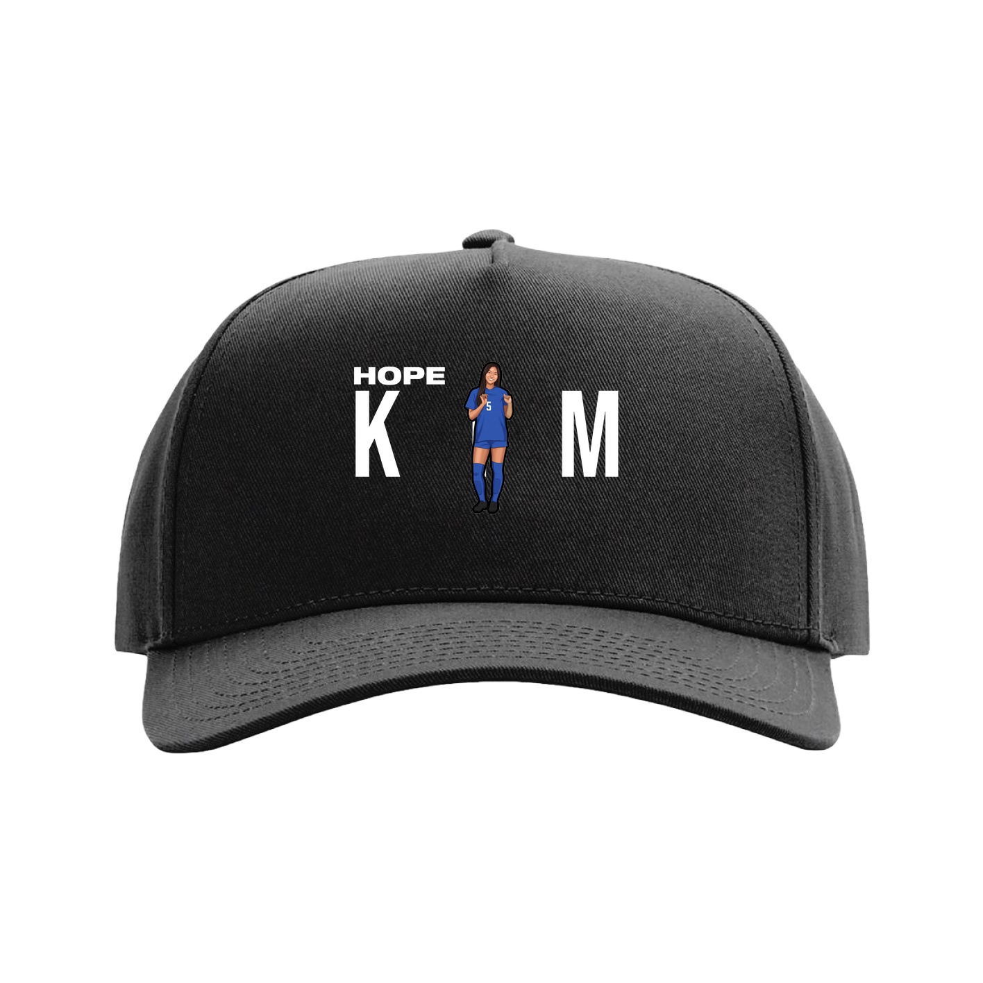 Full Fabric Five-Panel Champ Cap — Player Name in Black