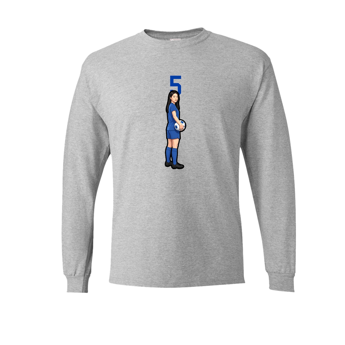 Long Sleeve Tee — Number Top in Grey