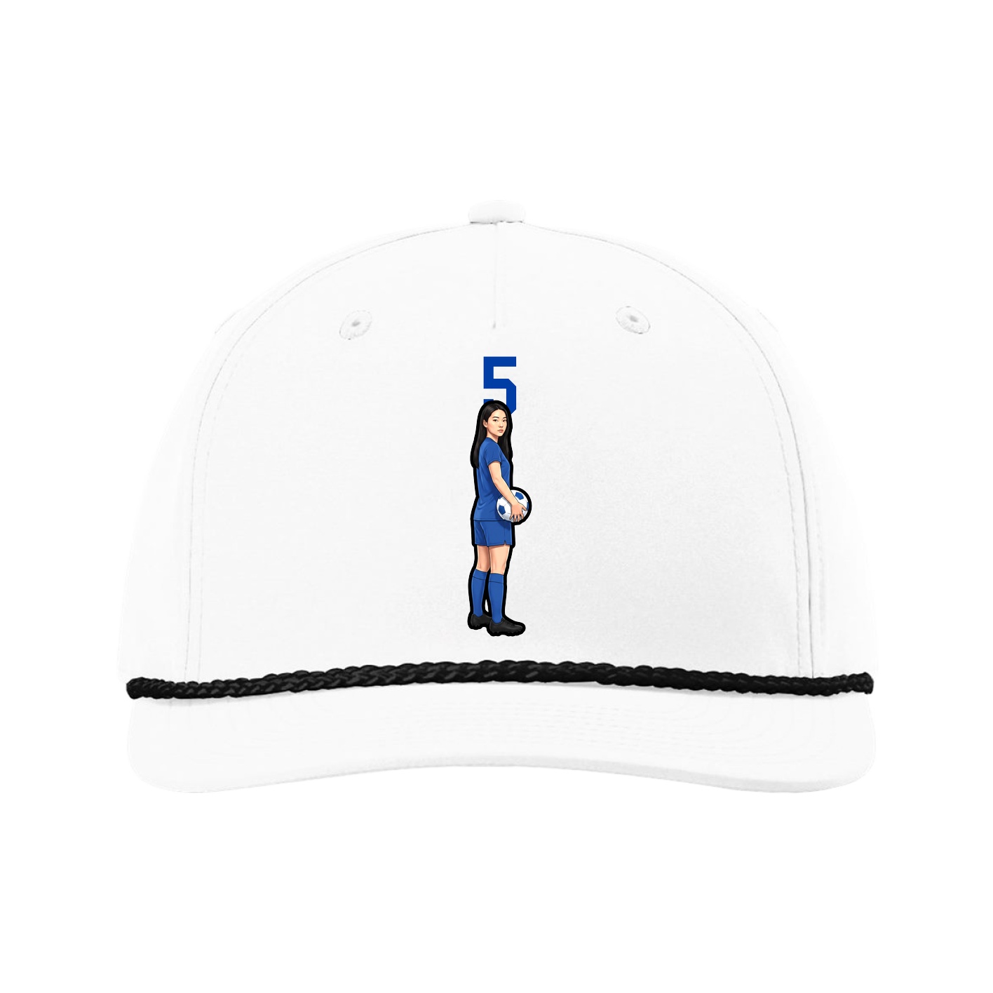 Five-Panel Classic Rope Cap — Number Top in White
