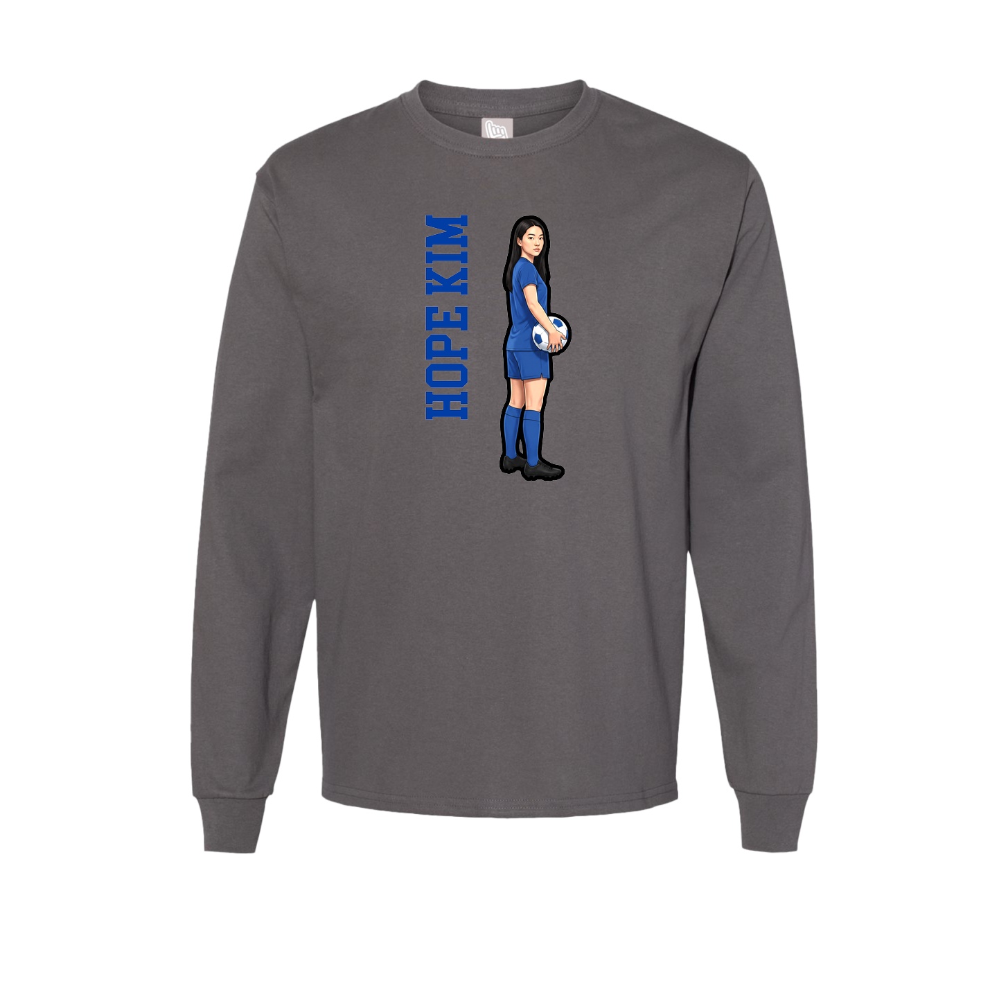 Long Sleeve Tee — Name Vertical in Grey