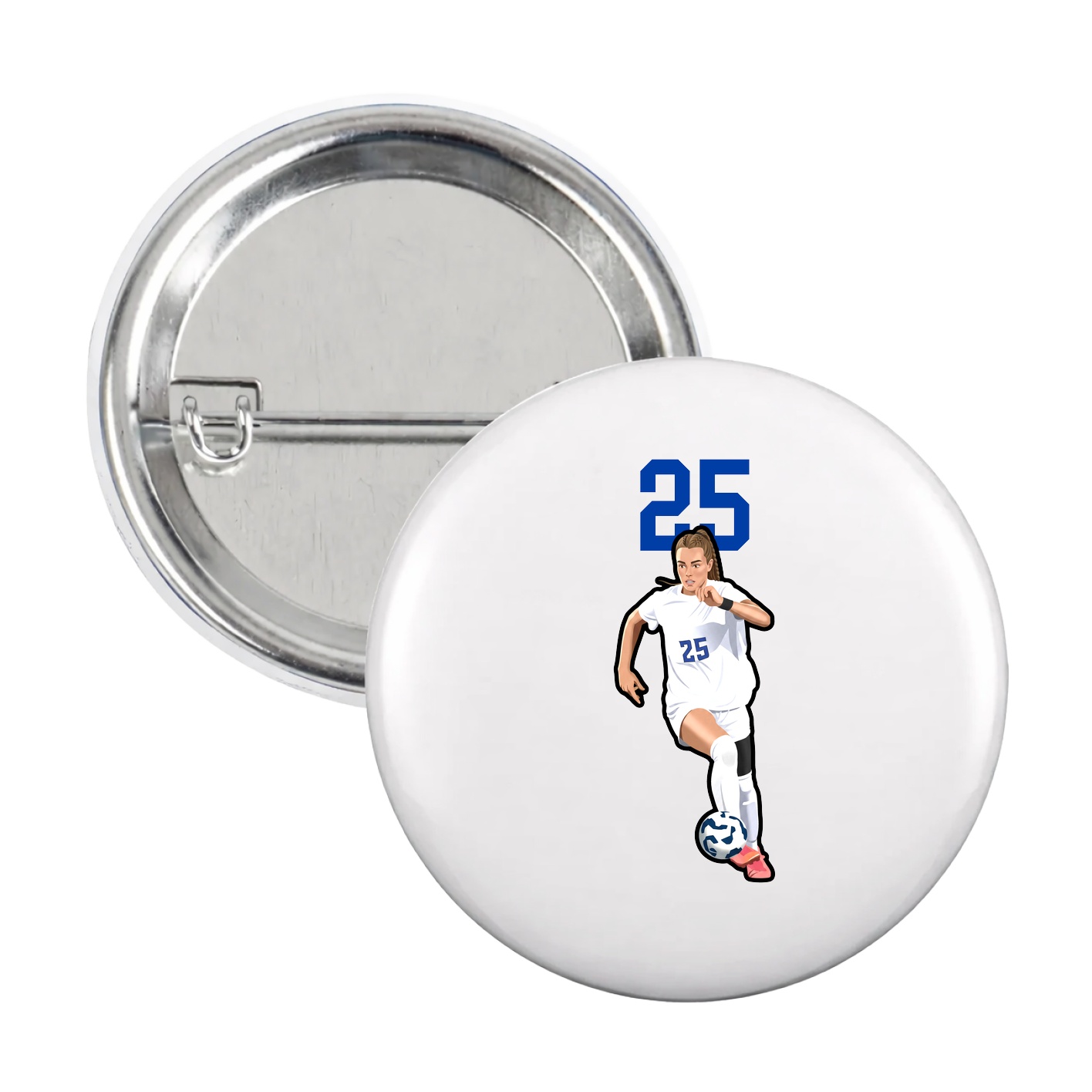Game Day Button — Number Top in White