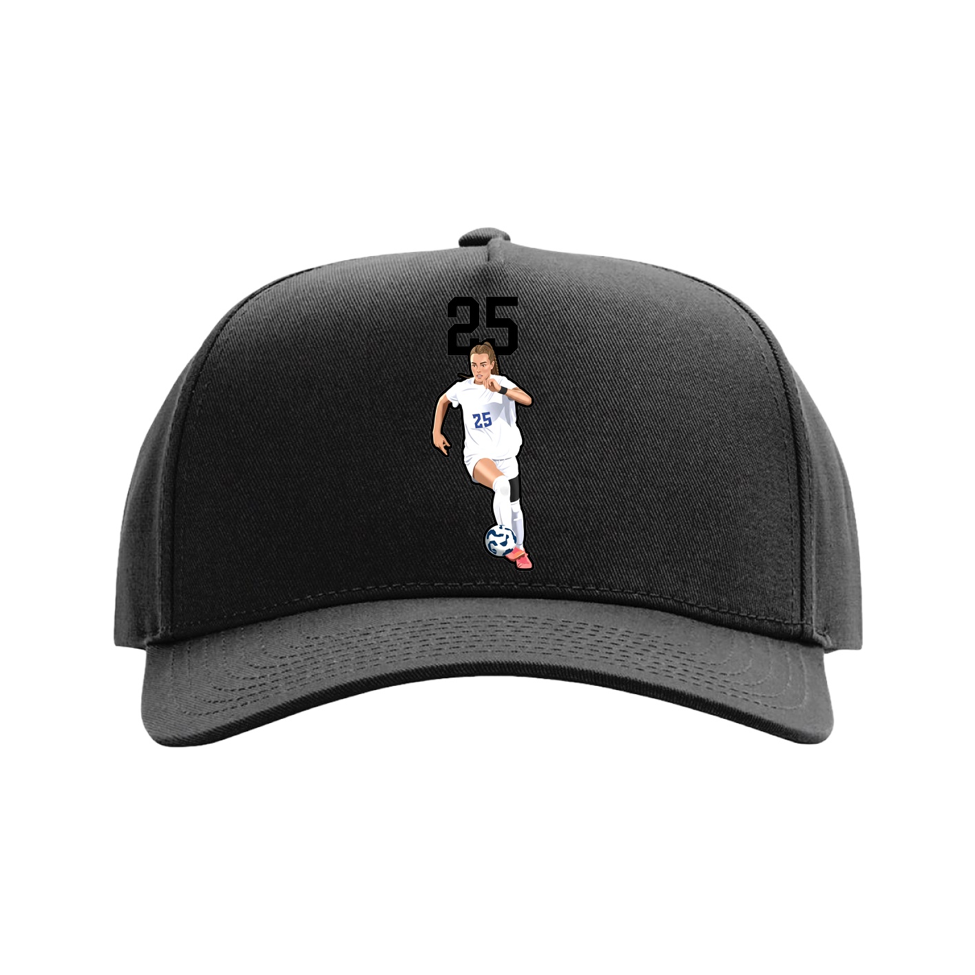 Full Fabric Five-Panel Champ Cap — Number Top in Black