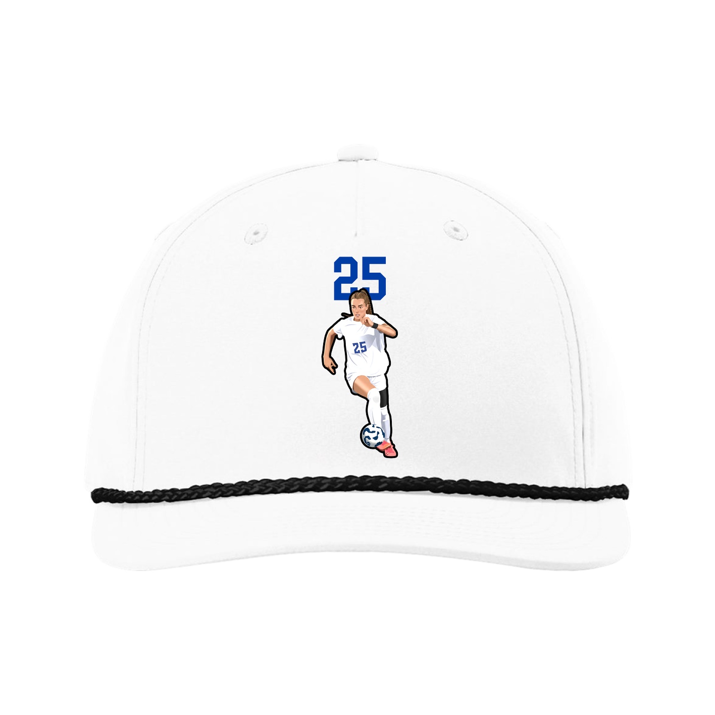 Five-Panel Classic Rope Cap — Number Top in White