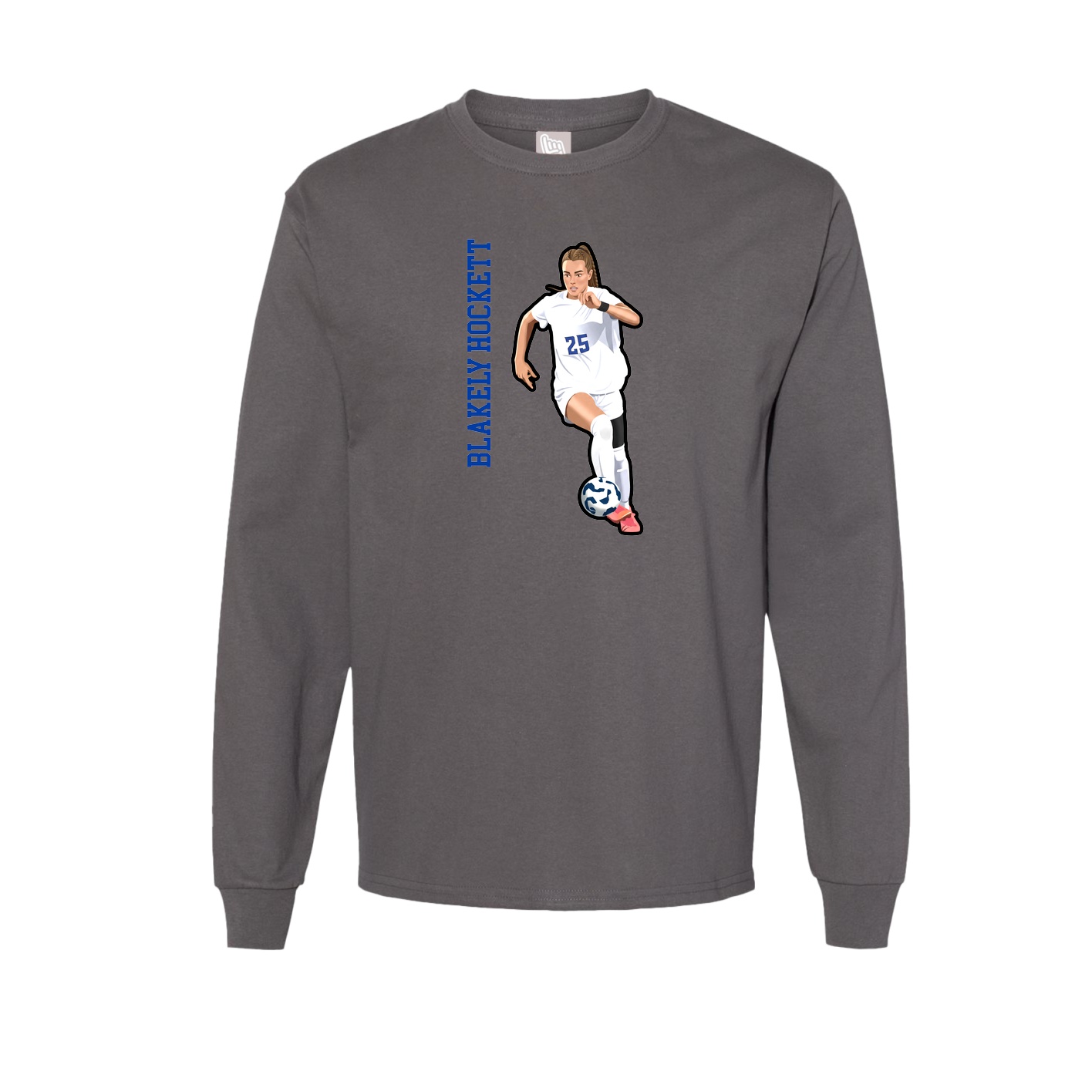 Long Sleeve Tee — Name Vertical in Grey
