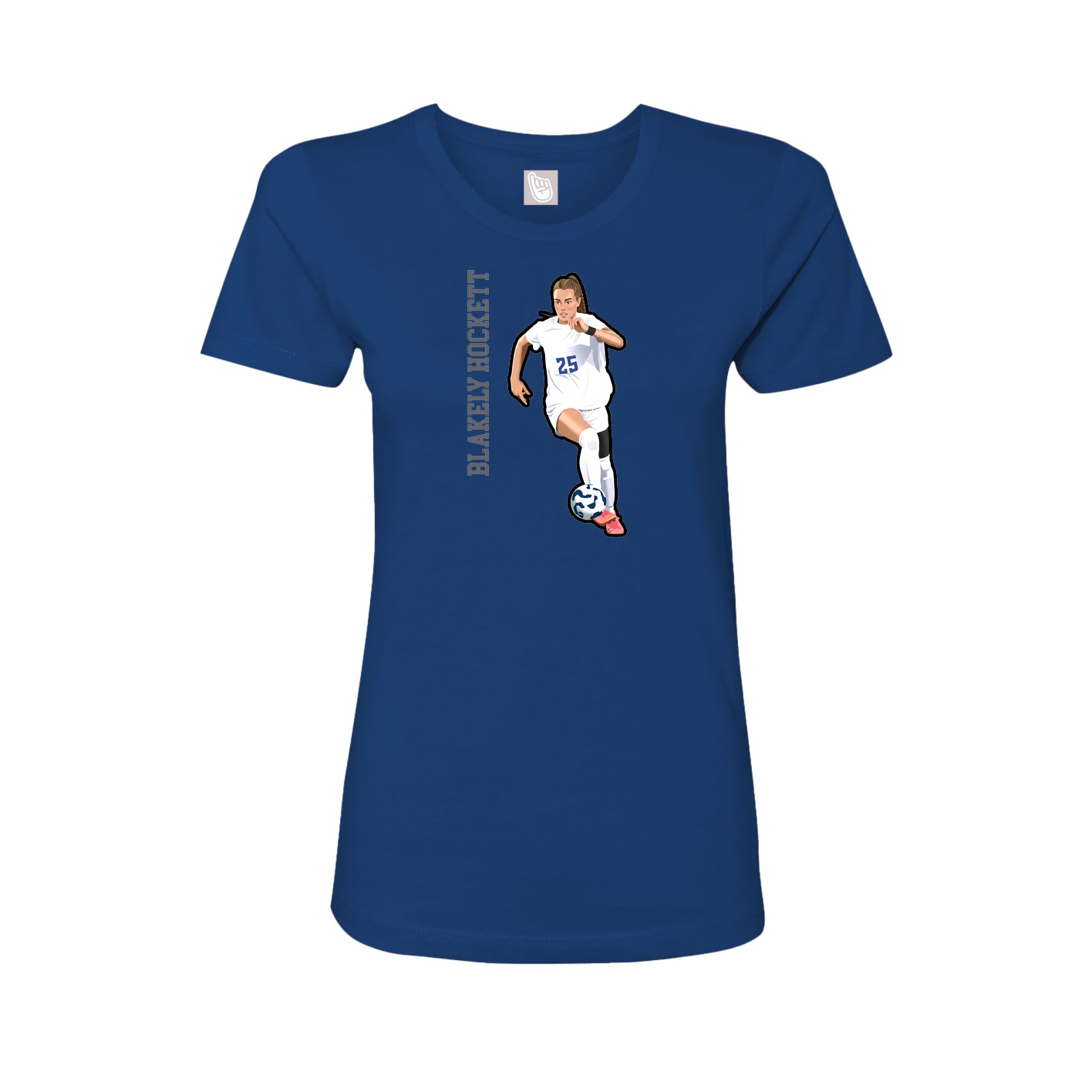 Fitted Women's Tee — Name Vertical in Royal