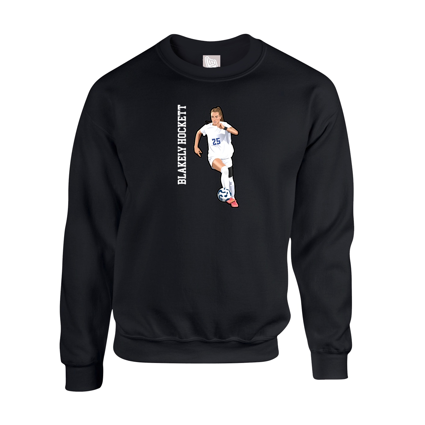 Fleece Crew — Name Vertical in Black