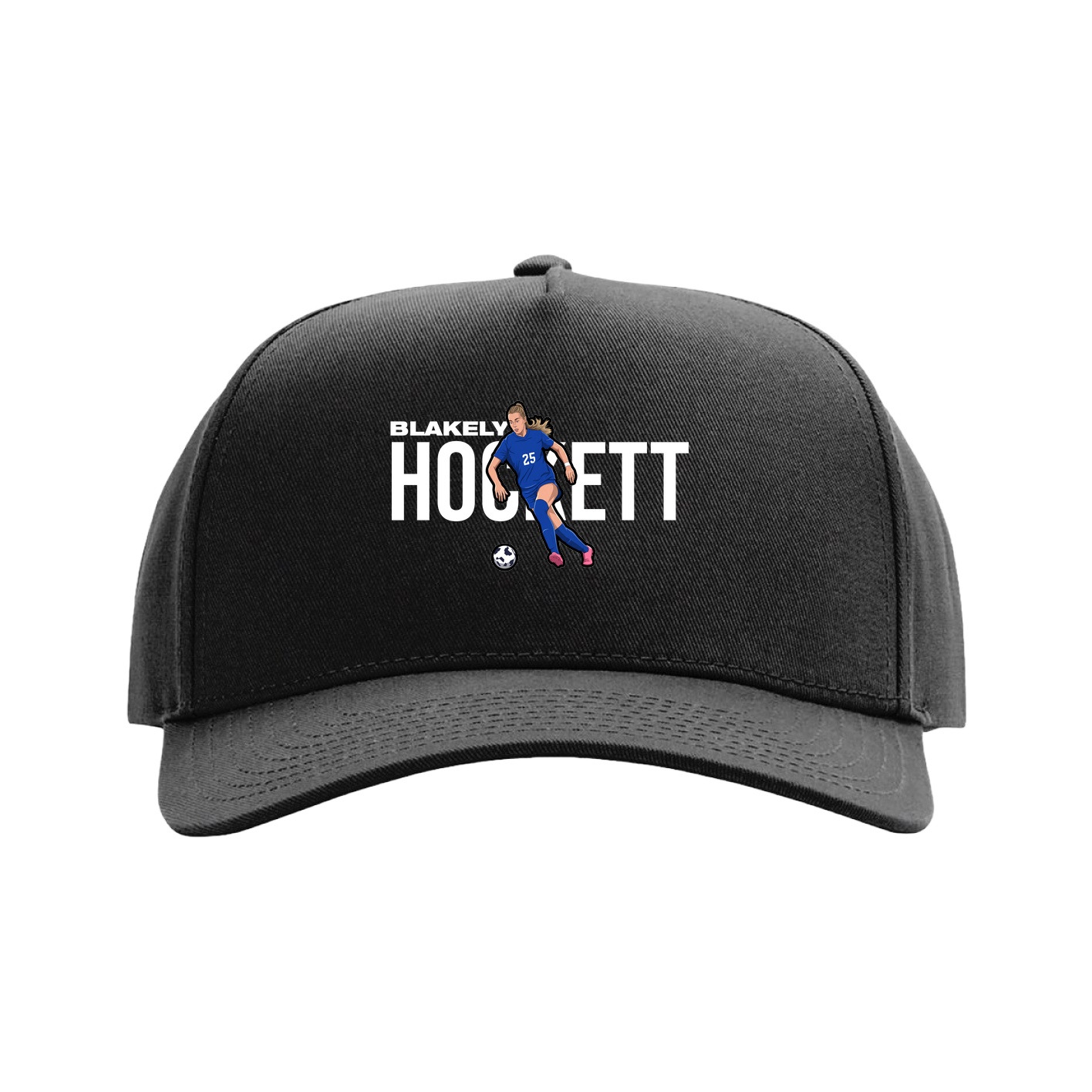Full Fabric Five-Panel Champ Cap — Player Name in Black