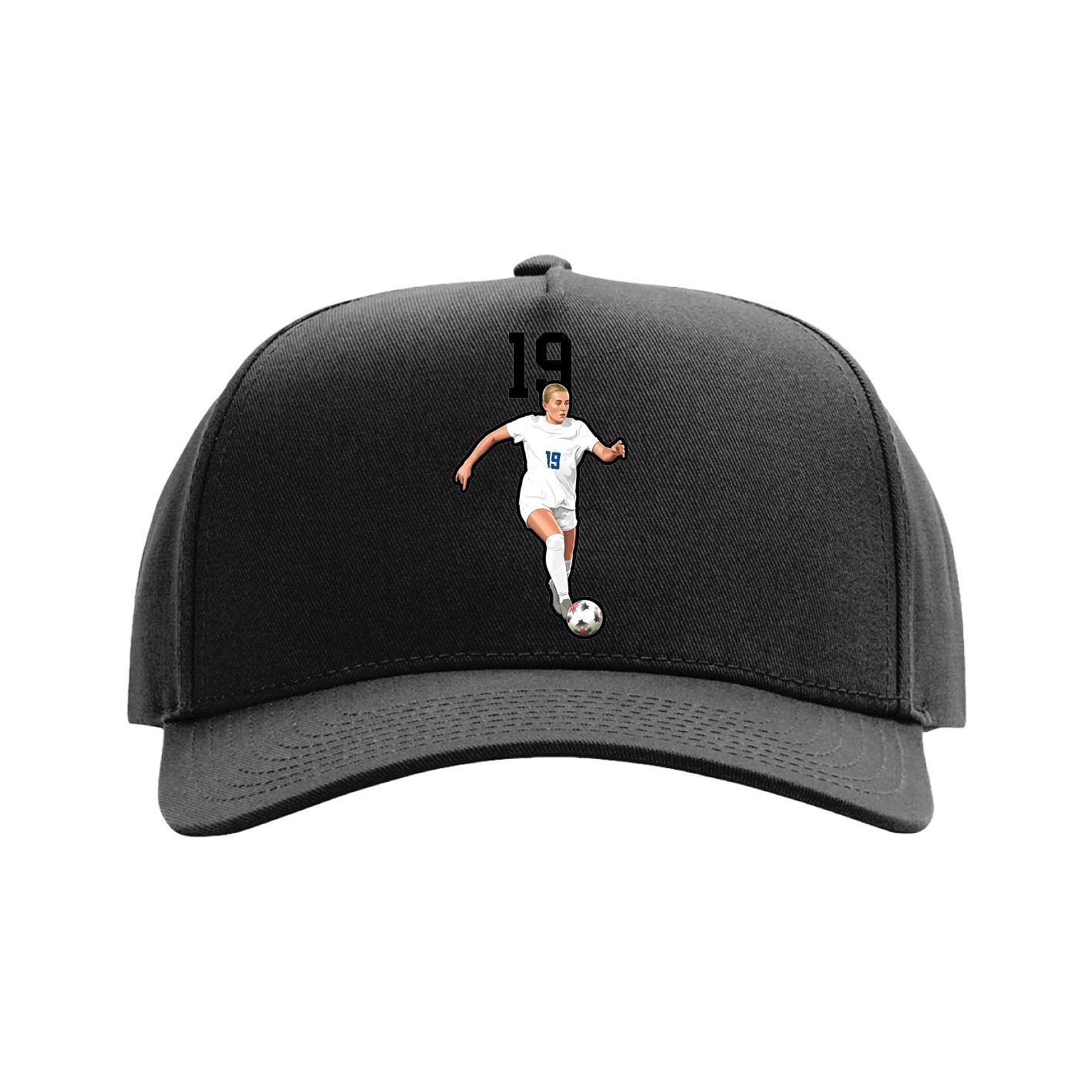 Full Fabric Five-Panel Champ Cap — Number Top in Black