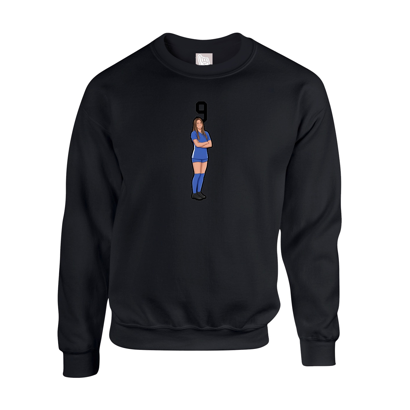 Fleece Crew — Number Top in Black