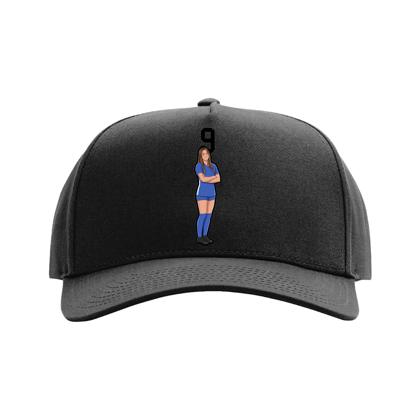 Full Fabric Five-Panel Champ Cap — Number Top in Black