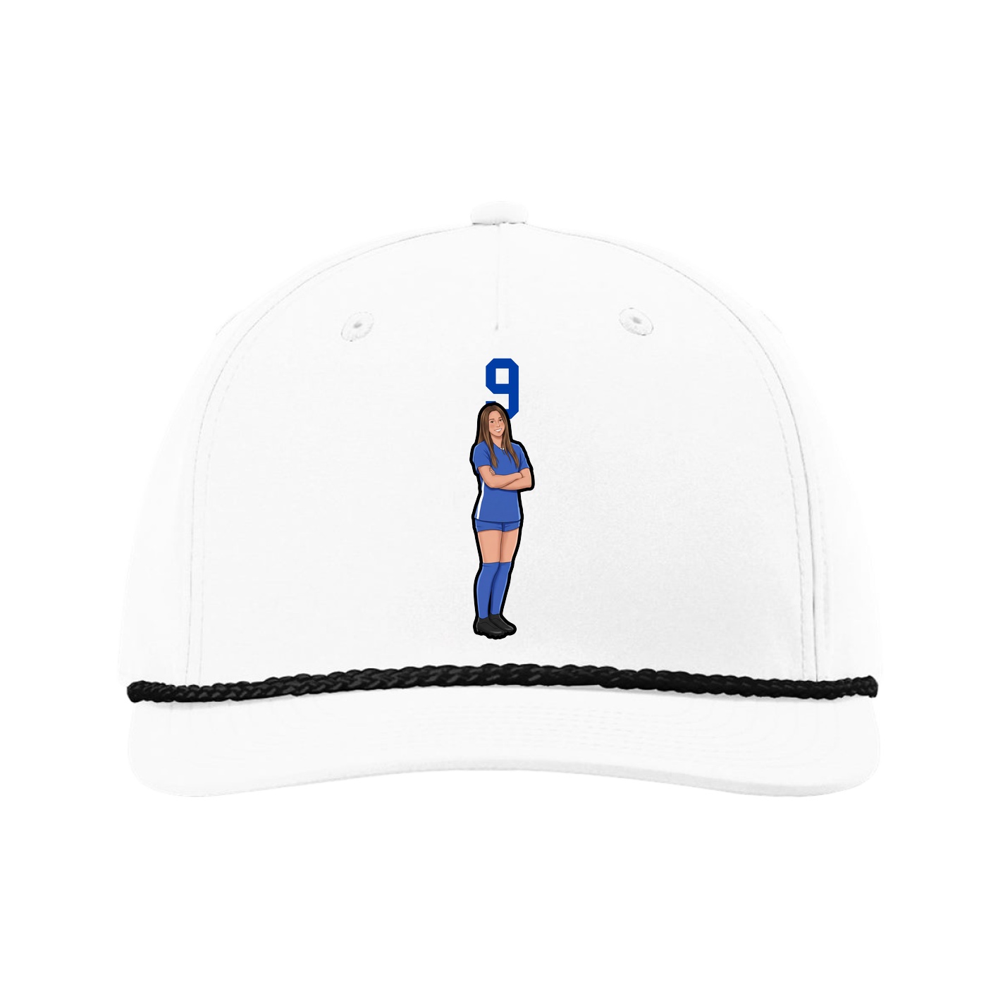 Five-Panel Classic Rope Cap — Number Top in White