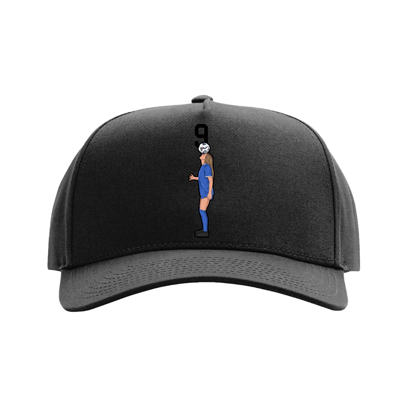 Full Fabric Five-Panel Champ Cap — Number Top in Black