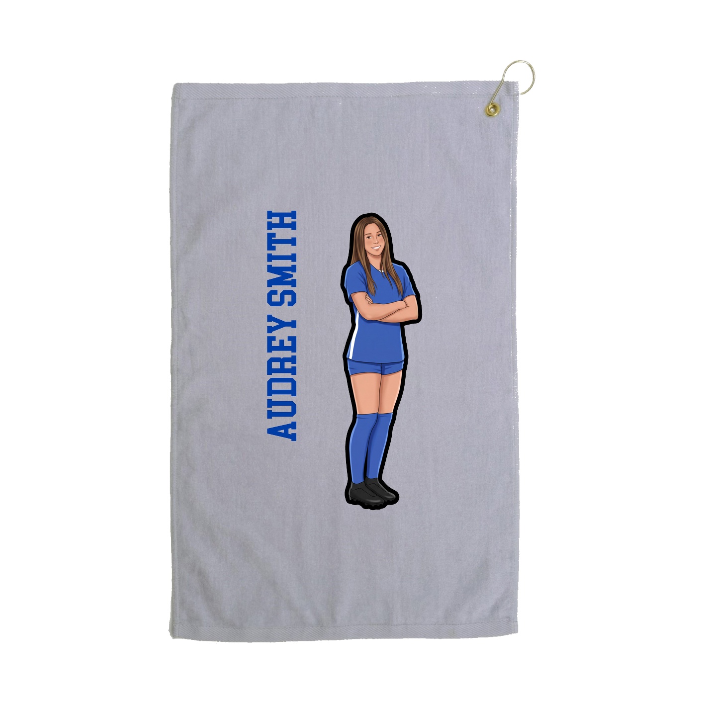 Golf Towel — Name Vertical in Grey