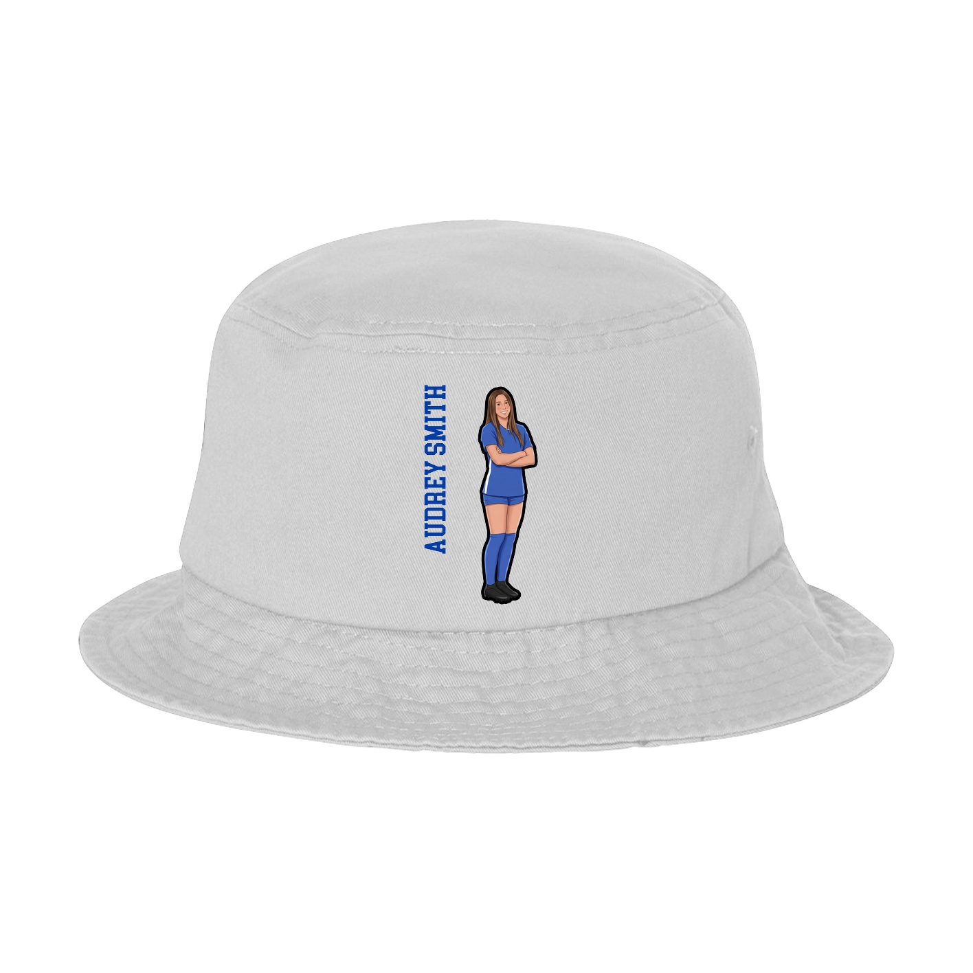 Bucket Cap — Name Vertical in White