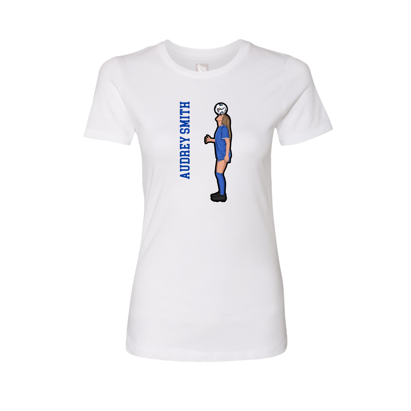 Fitted Women's Tee — Name Vertical in White