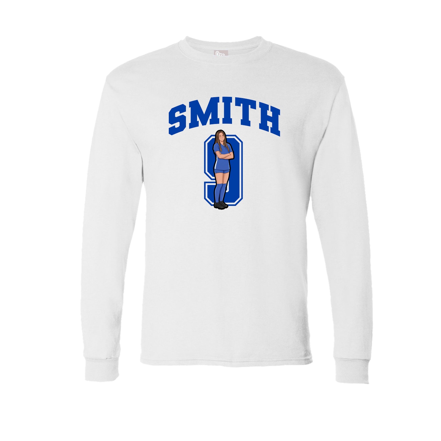 Long Sleeve Tee — Number in White