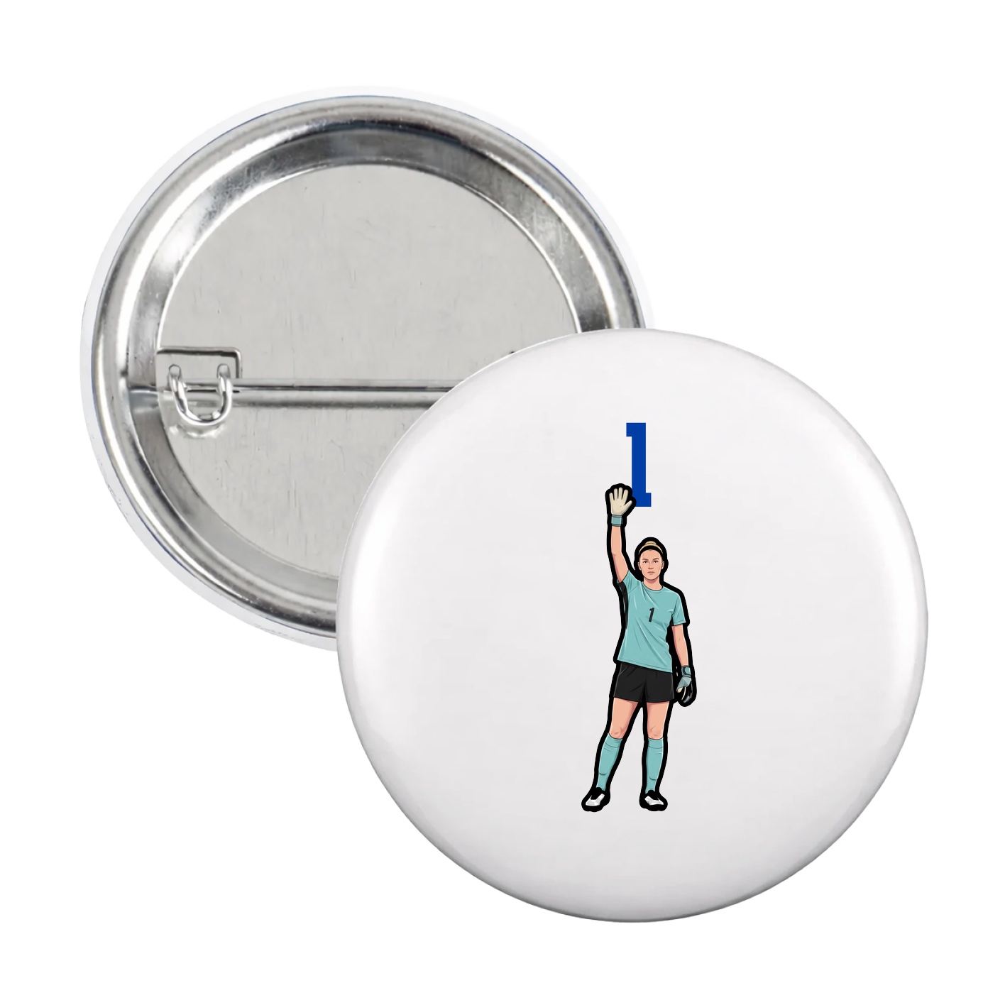 Game Day Button — Number Top in White
