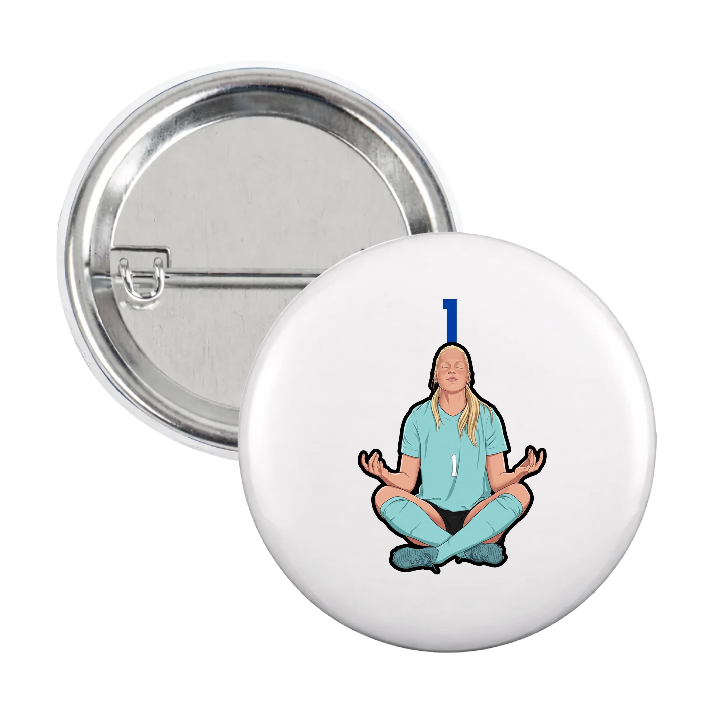 Game Day Button — Number Top in White