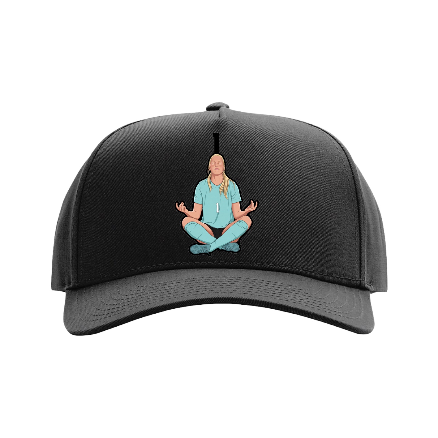 Full Fabric Five-Panel Champ Cap — Number Top in Black