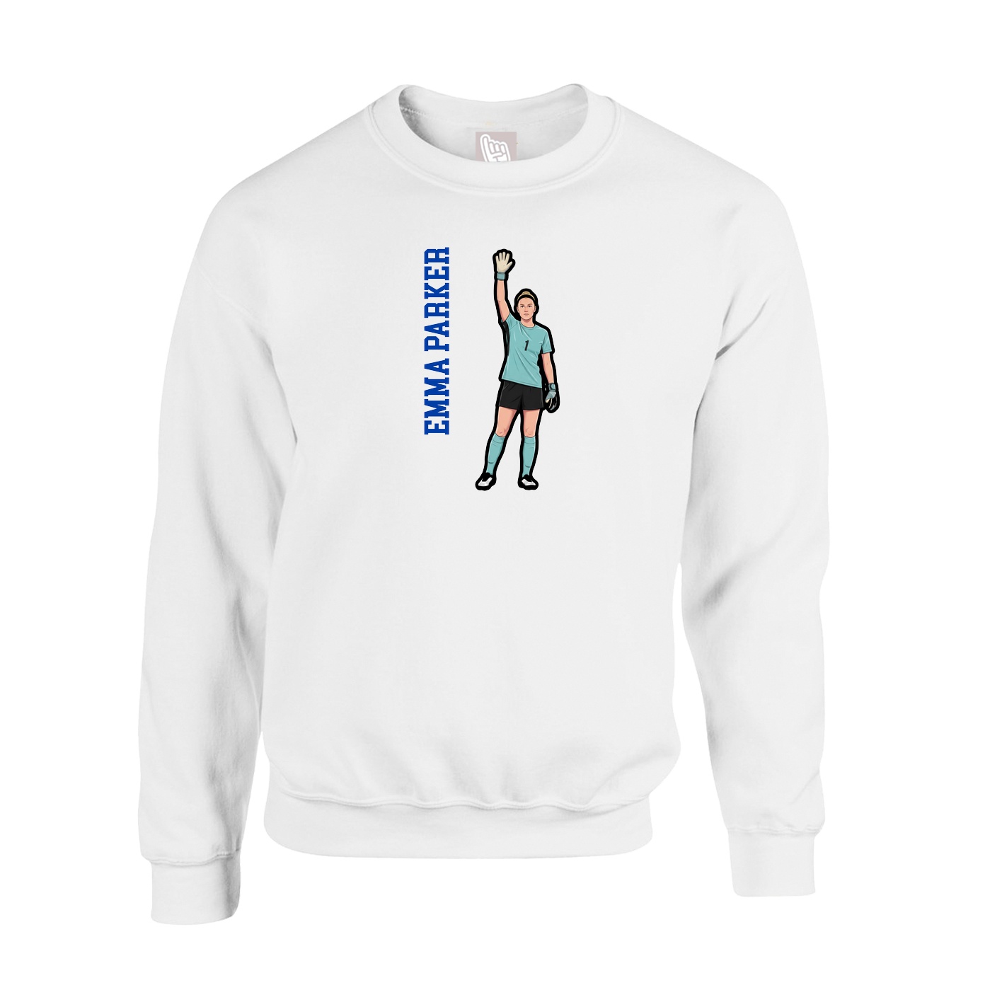 Fleece Crew — Name Vertical in White