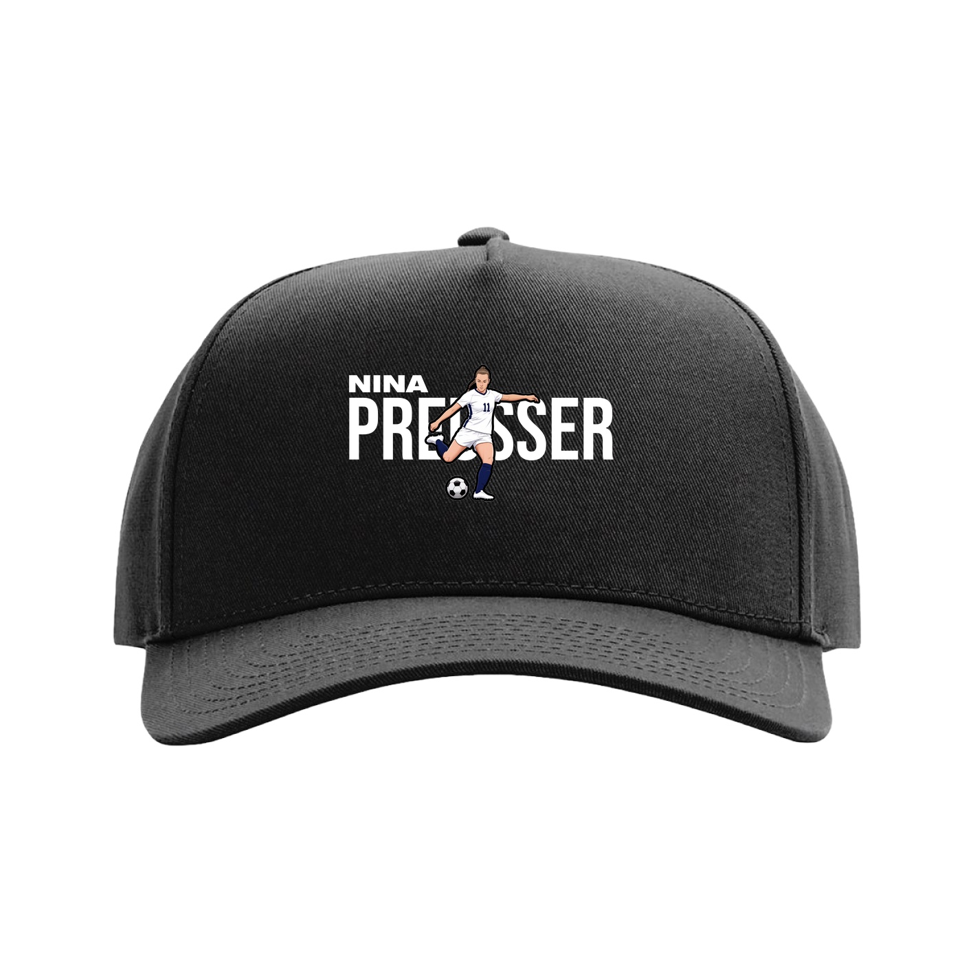 Full Fabric Five-Panel Champ Cap — Player Name in Black