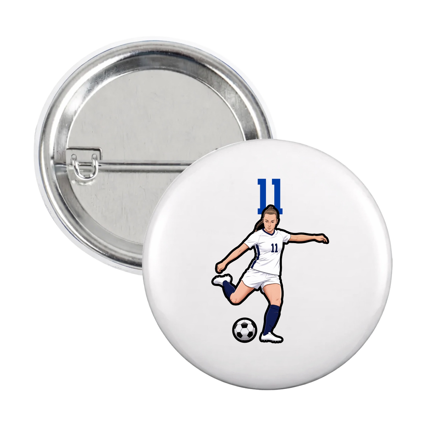 Game Day Button — Number Top in White