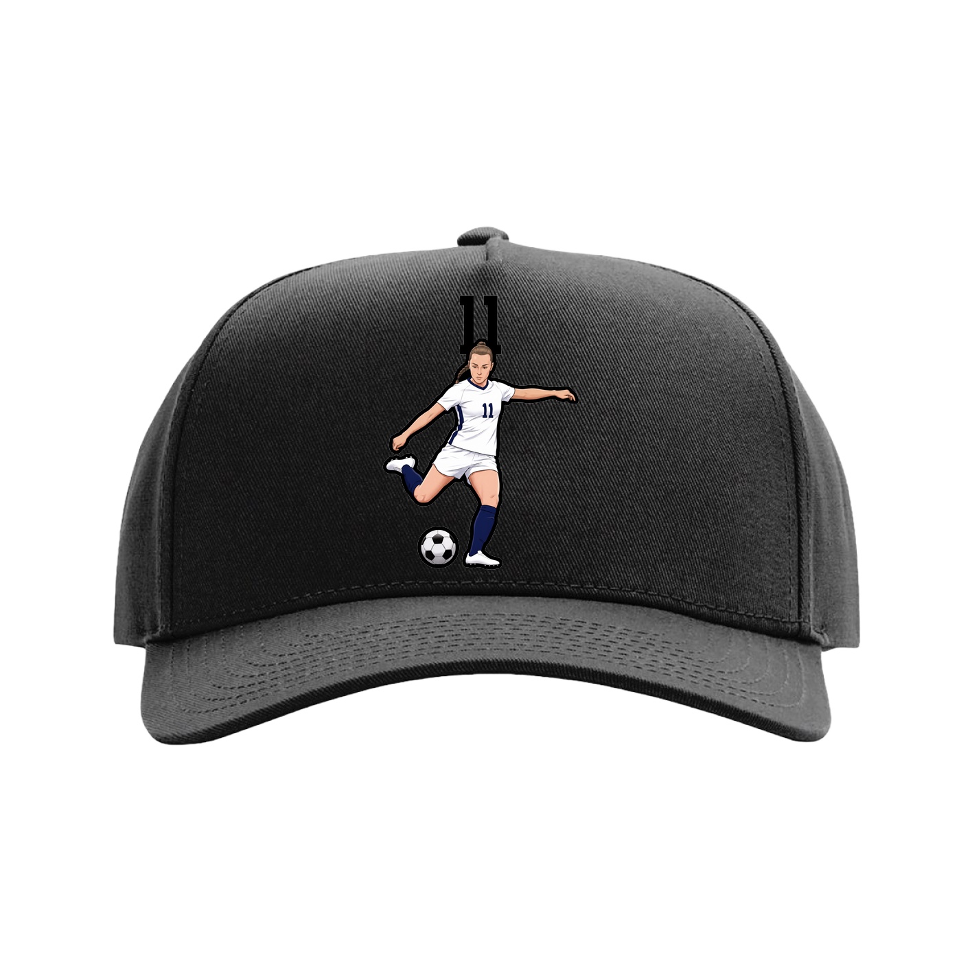 Full Fabric Five-Panel Champ Cap — Number Top in Black