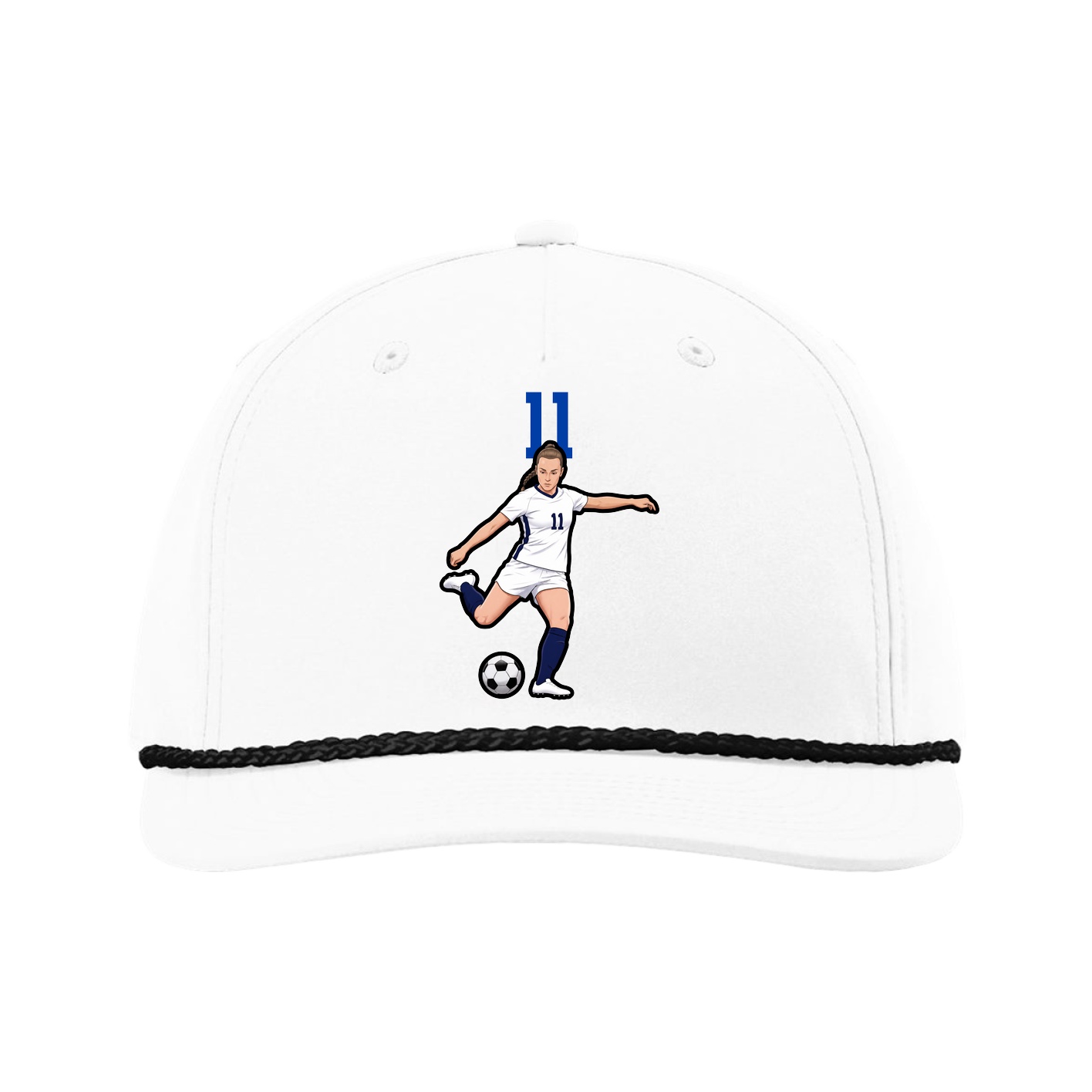 Five-Panel Classic Rope Cap — Number Top in White