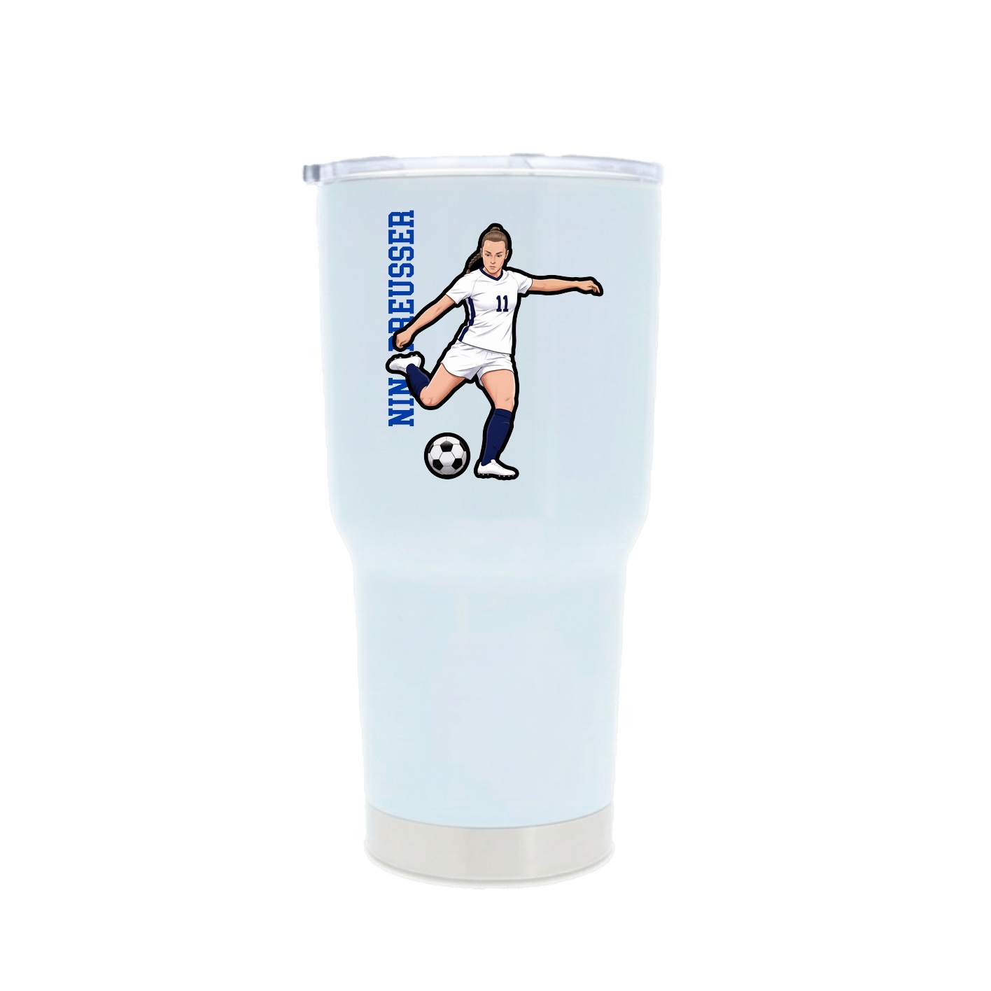 30oz Stainless Steel Tumbler — Name Vertical in White