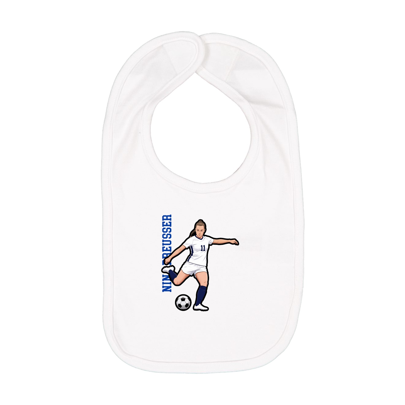 Infant Bib — Name Vertical in White