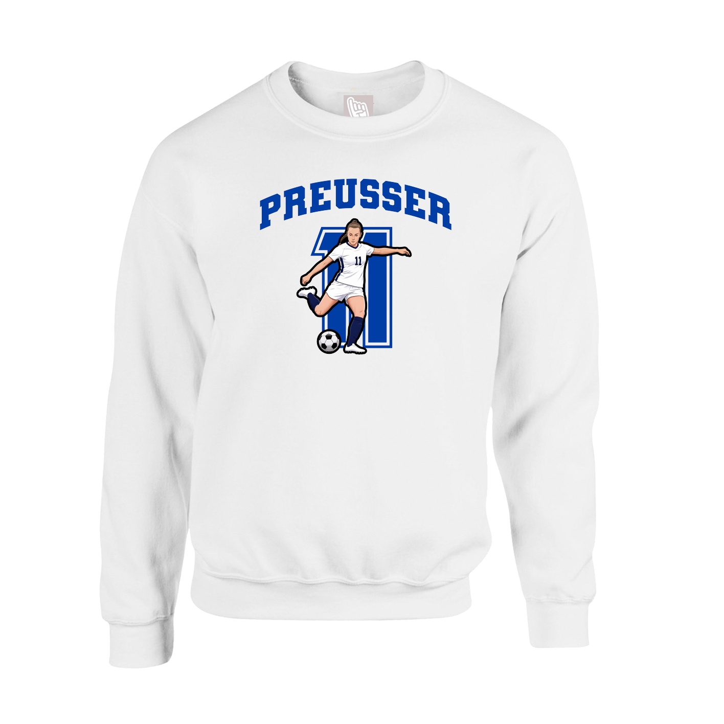 Fleece Crew — Number in White