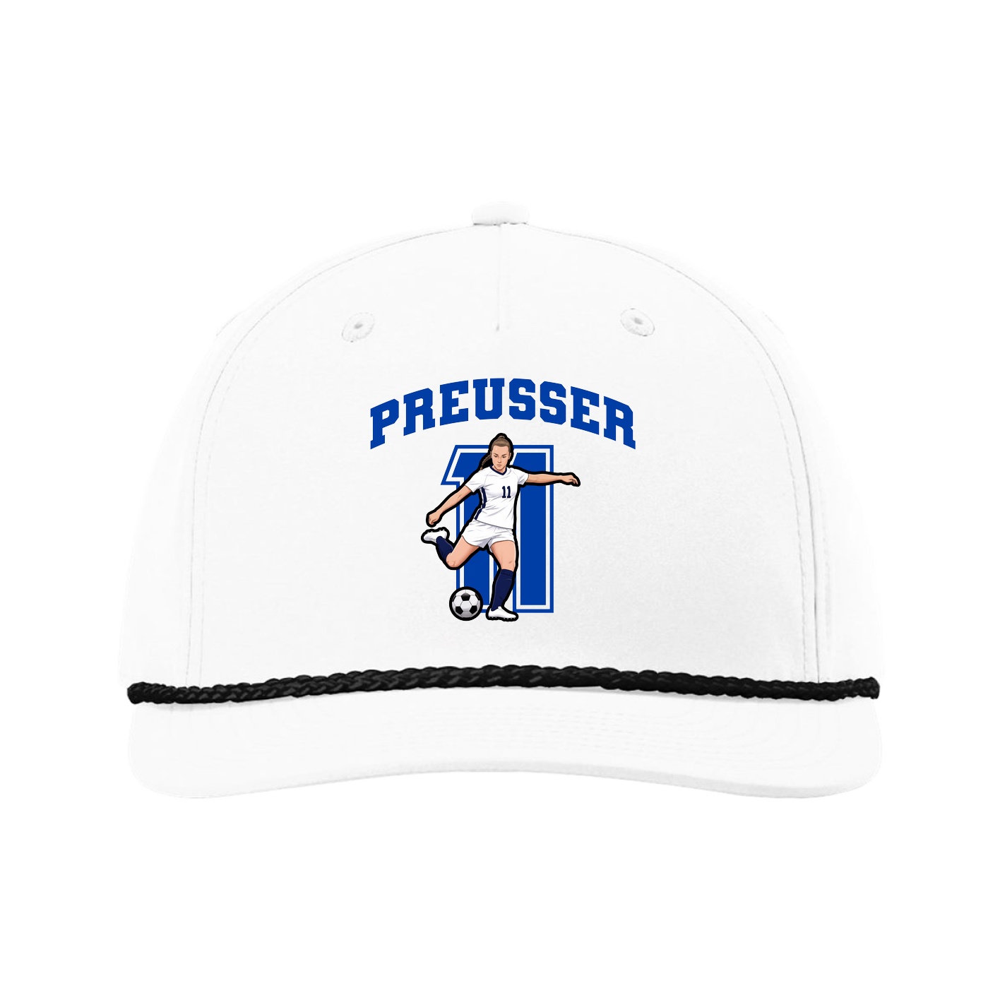 Five-Panel Classic Rope Cap — Number in White