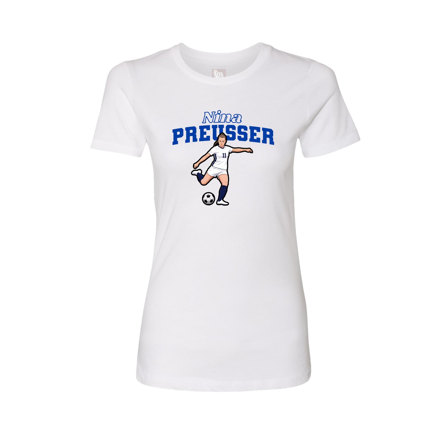 Fitted Women's Tee — Name Arch in White