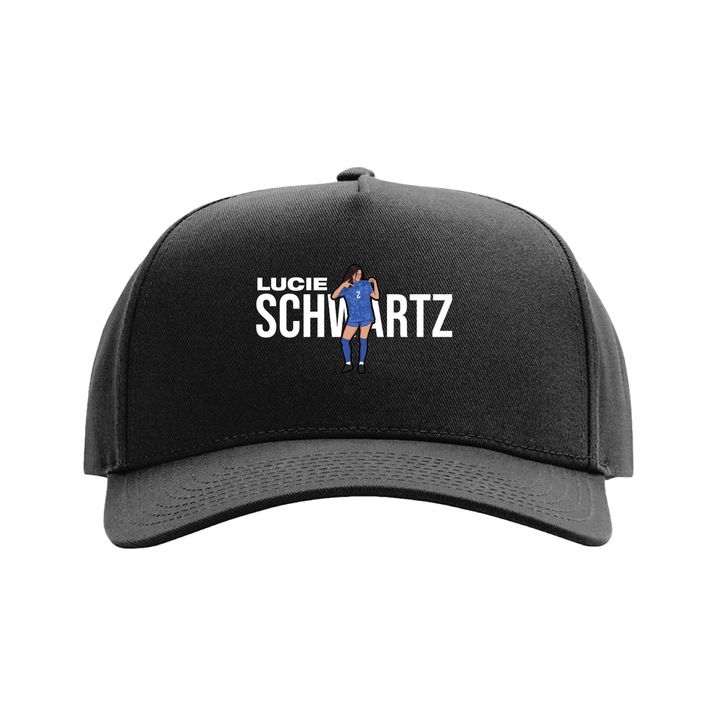 Full Fabric Five-Panel Champ Cap — Player Name in Black
