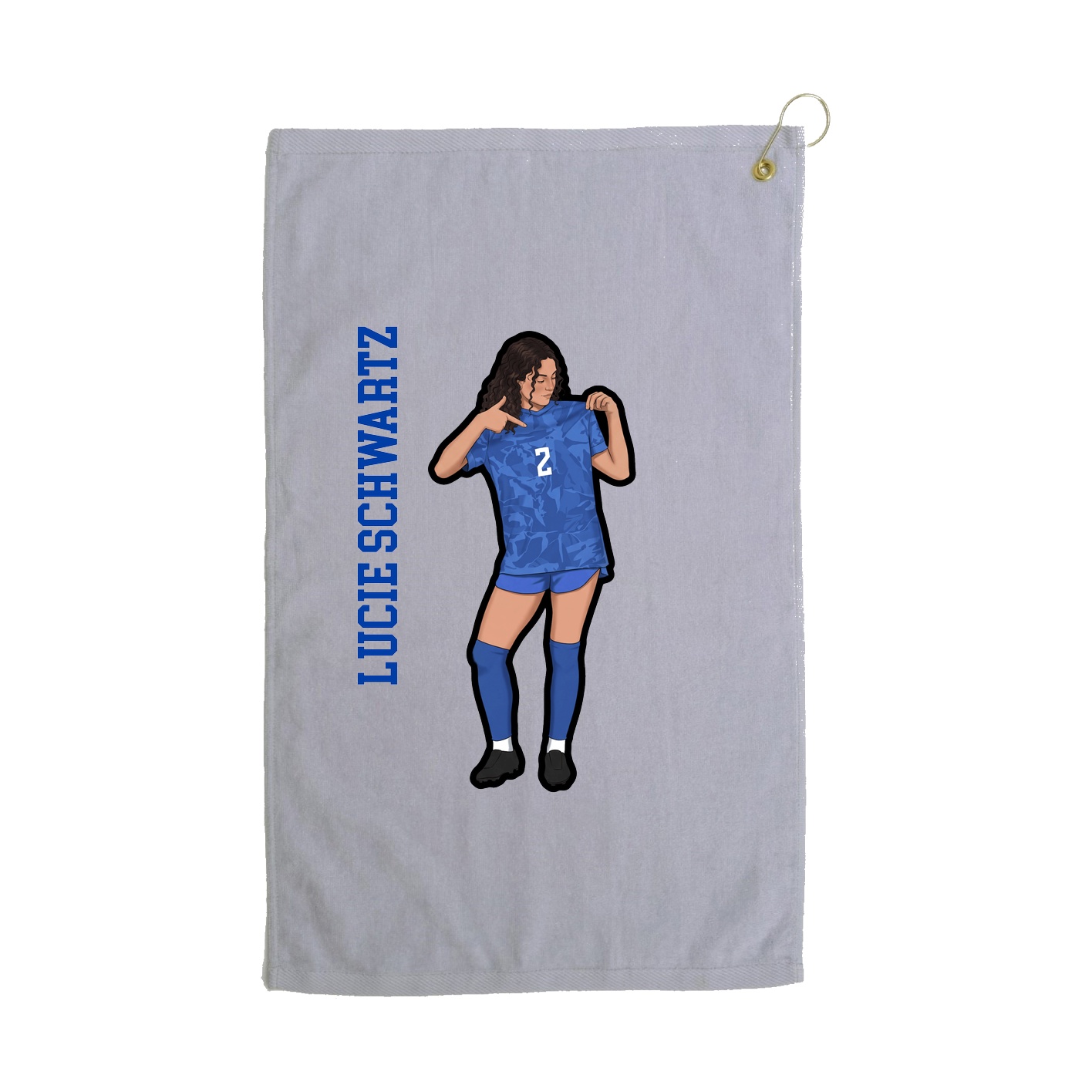 Golf Towel — Name Vertical in Grey