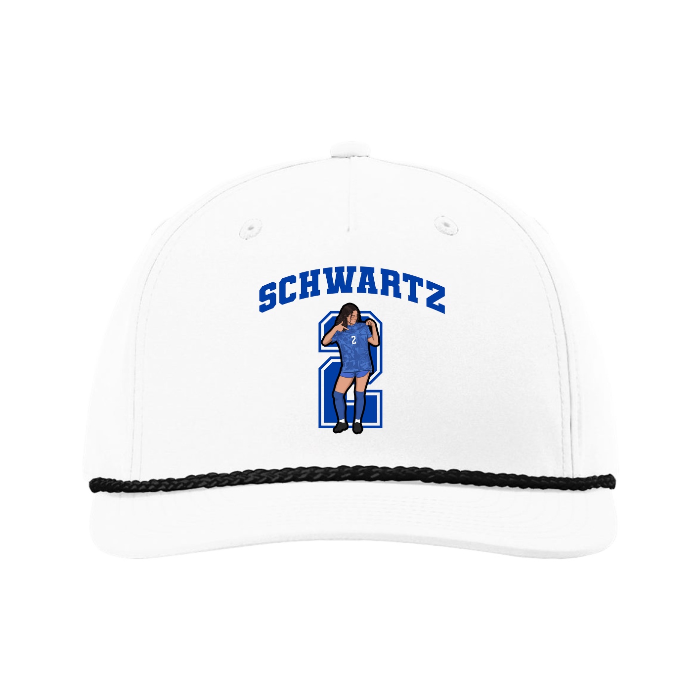 Five-Panel Classic Rope Cap — Number in White