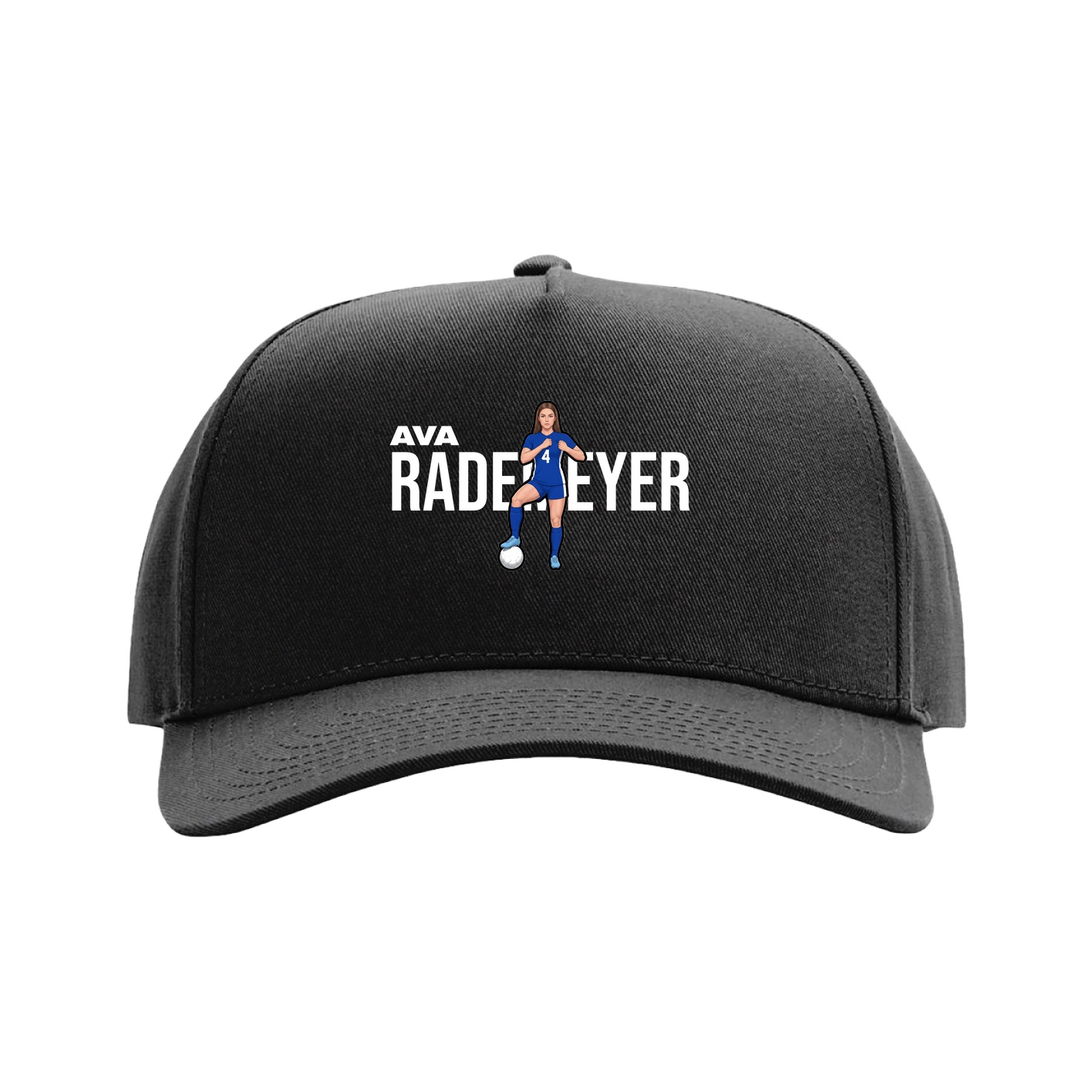 Full Fabric Five-Panel Champ Cap — Player Name in Black
