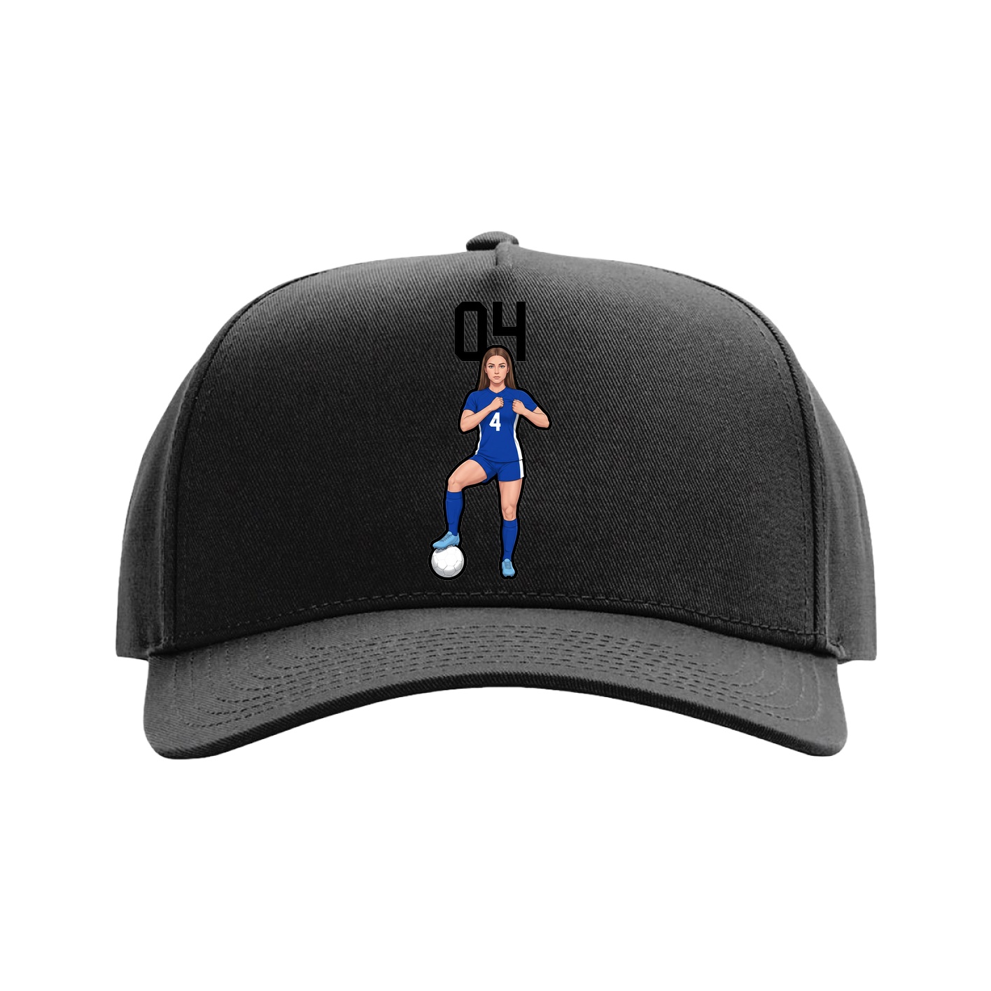 Full Fabric Five-Panel Champ Cap — Number Top in Black