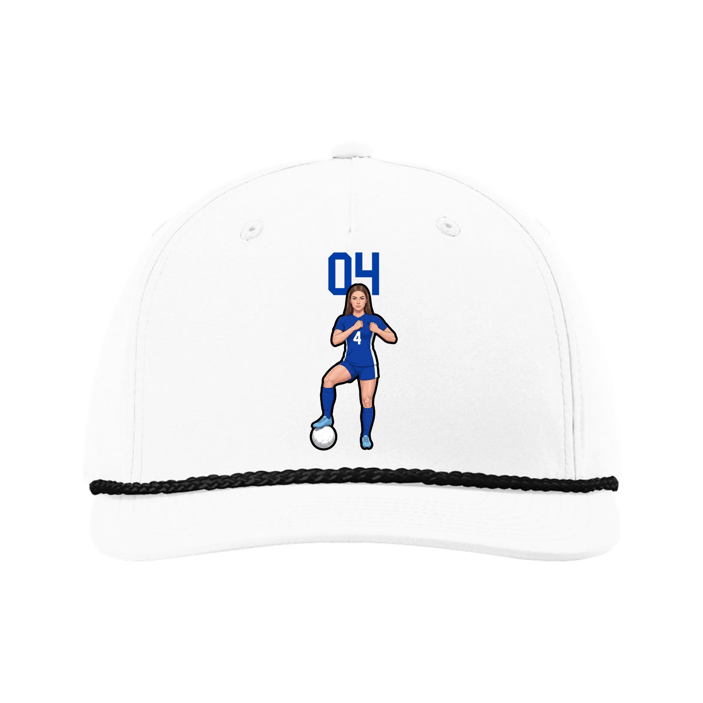 Five-Panel Classic Rope Cap — Number Top in White