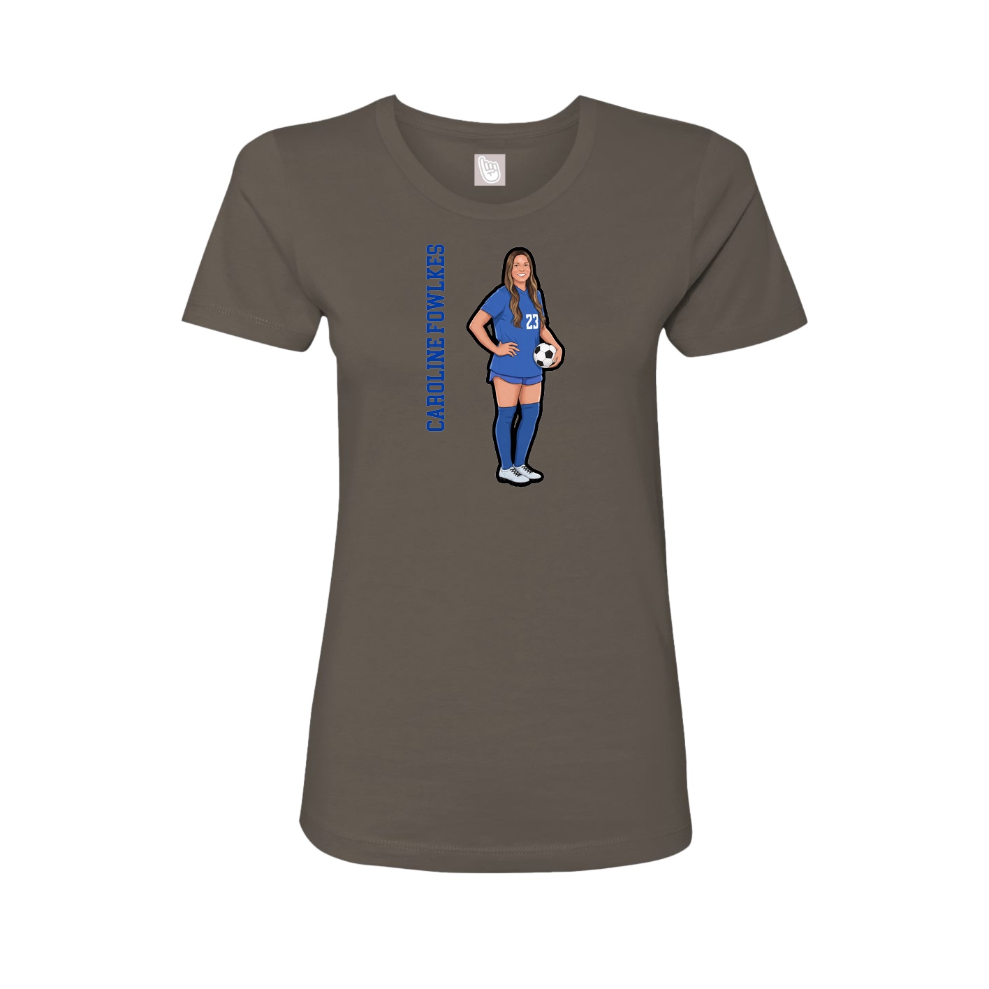 Fitted Women's Tee — Name Vertical in Grey