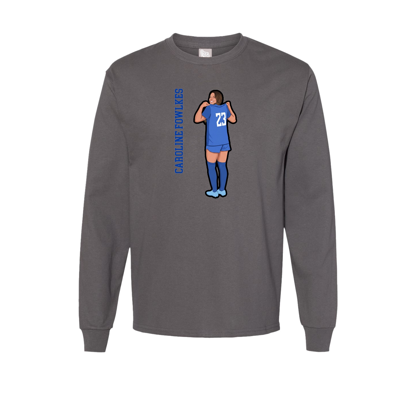 Long Sleeve Tee — Name Vertical in Grey