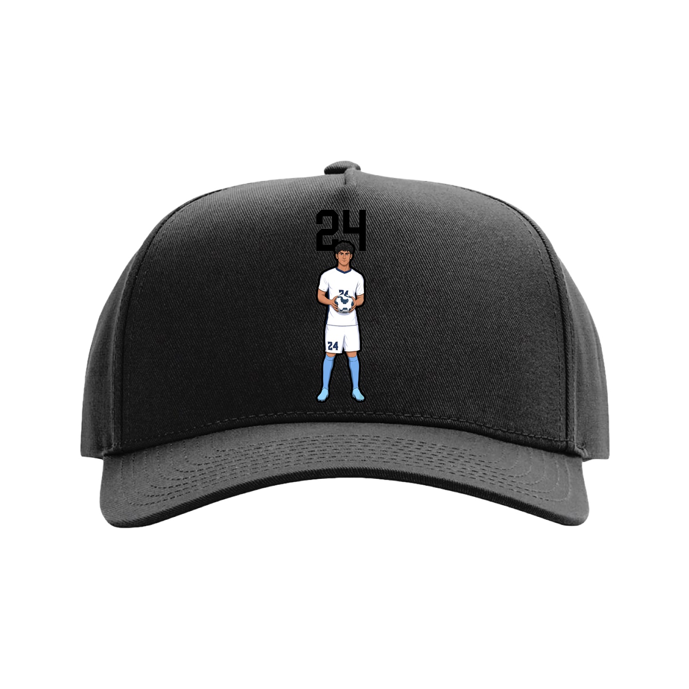 Full Fabric Five-Panel Champ Cap — Number Top in Black