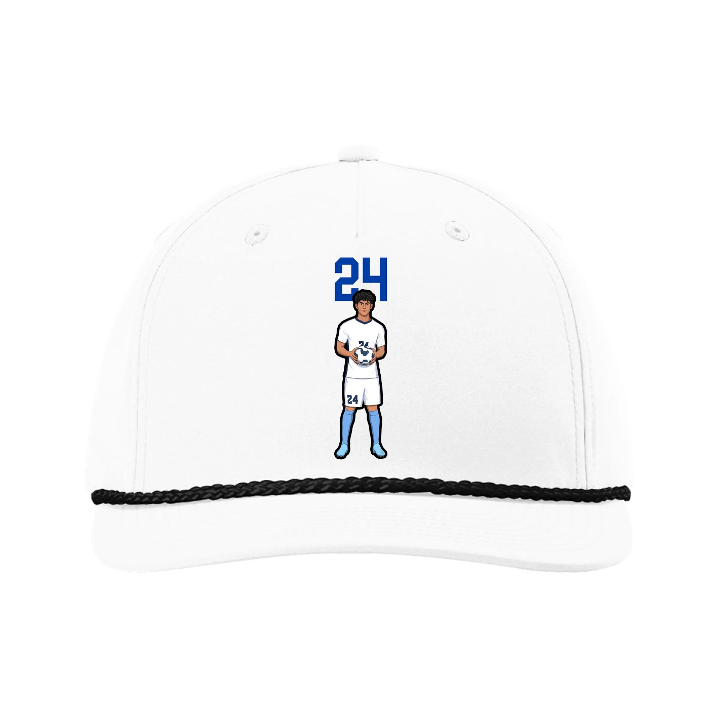 Five-Panel Classic Rope Cap — Number Top in White